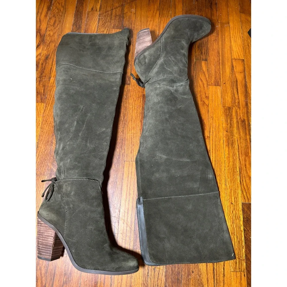 Jessica Simpson Over The Knee Boots Womens 9 Olive Green Suede Boho Fall Fashion